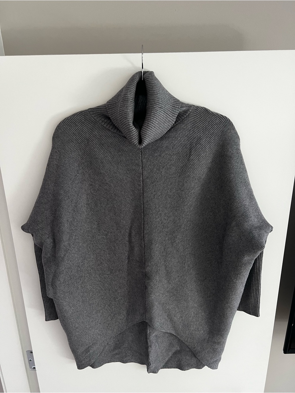 Wildflowers Charcoal Gray Turtleneck Poncho Sweater